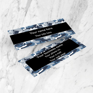 Blue Camo, Winter Camo, Snow Camouflage, Military Mini Business Card