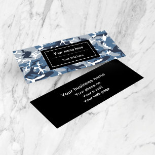 Blue Camo, Winter Camo, Snow Camouflage, Military Mini Business Card
