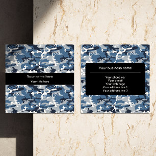 Blue Camo, Winter Camo, Snow Camouflage, Military Square Business Card