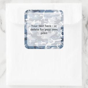 Blue Camo, Winter Camo, Snow Camouflage, Military Square Sticker