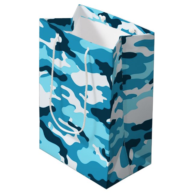 Blue camouflage Gift Bag (Front Angled)