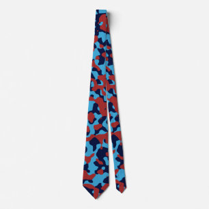 Blue Camouflage in Dark Red and Navy Tie