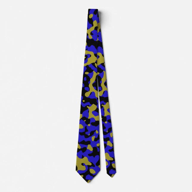 Blue Camouflage in Gold and Black Tie (Front)