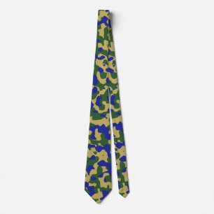 Blue Camouflage in Khaki and Forest Green Tie