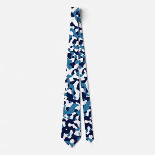 Blue Camouflage in Navy and White Tie