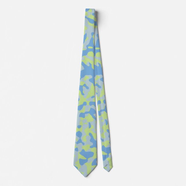 Blue Camouflage in Yellow and Light Blue Tie (Front)