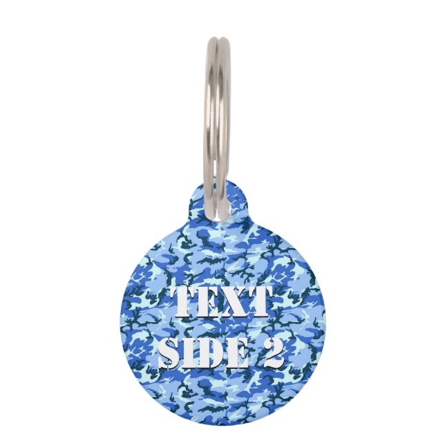 Blue Camouflage Military Background Pet Tag (Front)