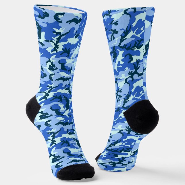 Blue Camouflage Military Pattern Socks (Angled)