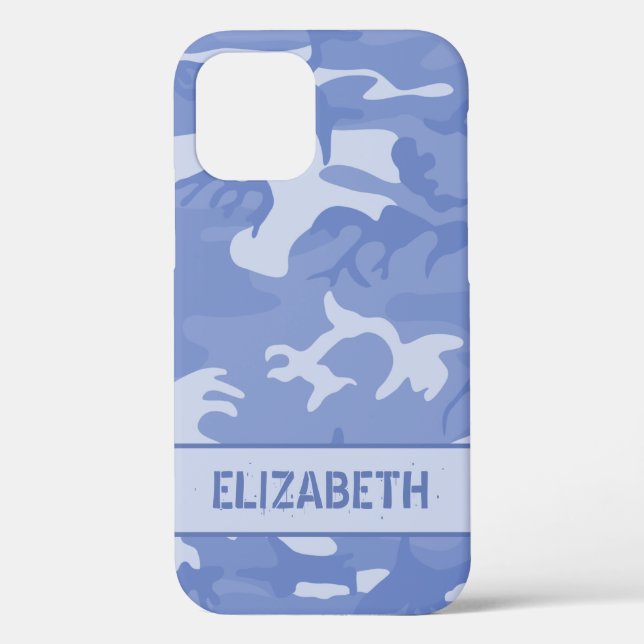 Blue Camouflage Monogram Case-Mate iPhone Case (Back)