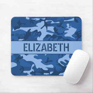 Blue Camouflage Monogrammed Mouse Pad