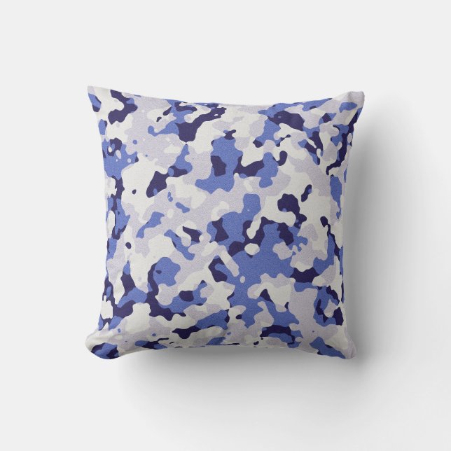 Blue camouflage pattern cushion (Front)