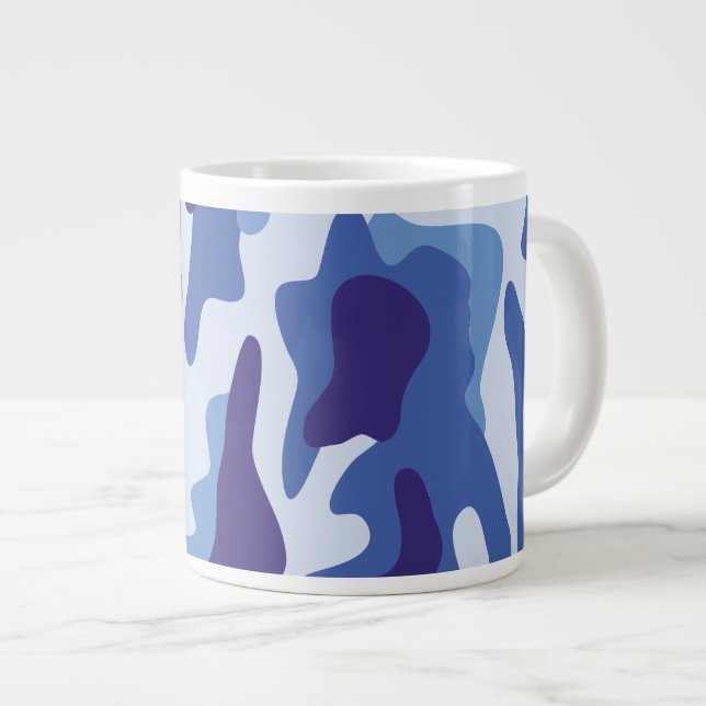 Blue camouflage pattern large coffee mug (Front Right)