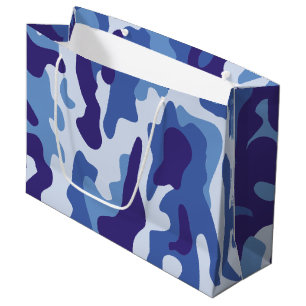 Blue camouflage pattern large gift bag