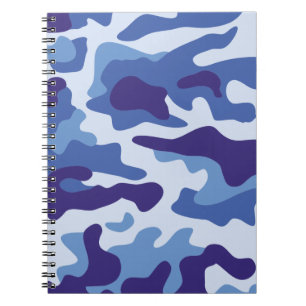 Blue camouflage pattern spiral notebook