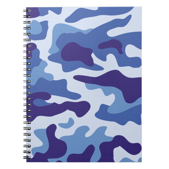 Blue camouflage pattern spiral notebook (Front)