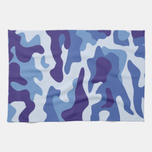 Blue camouflage pattern tea towel