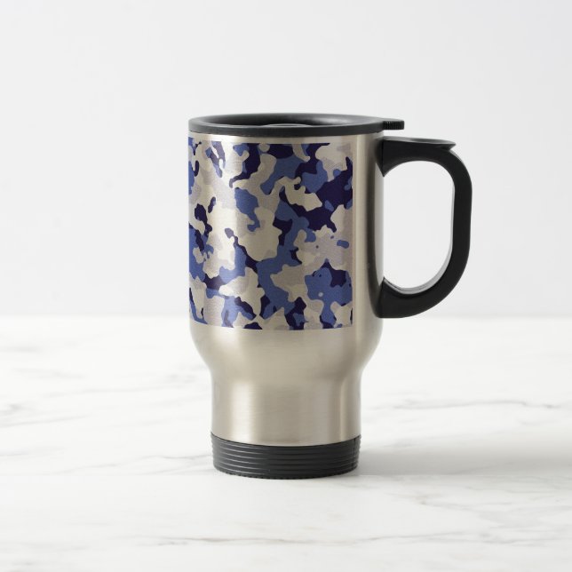 Blue camouflage pattern travel mug (Right)