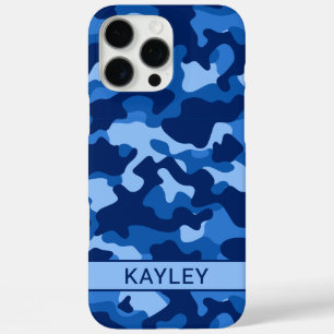 Blue Camouflage Personalised iPhone 16 Pro Max Case