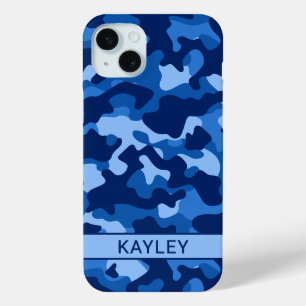 Blue Camouflage Personalised iPhone 15 Mini Case