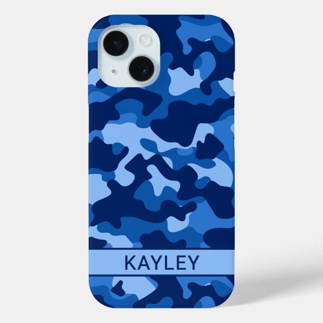 Blue Camouflage Personalized Case-Mate iPhone Case (Back)