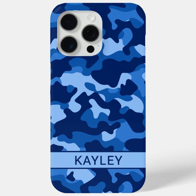 Blue Camouflage Personalized Case-Mate iPhone Case (Back)