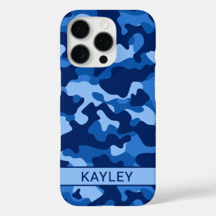 Blue Camouflage Personalized iPhone 16 Pro Case