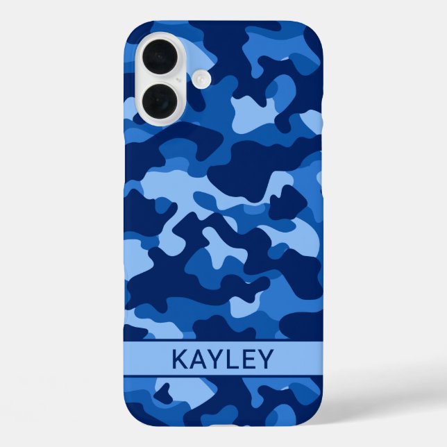 Blue Camouflage Personalized Case-Mate iPhone Case (Back)