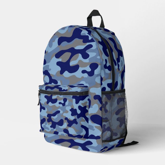 Blue Camouflage  Printed Backpack (Back Corner Right)