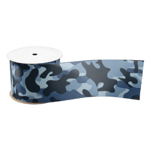 Blue Camouflage   Satin Ribbon