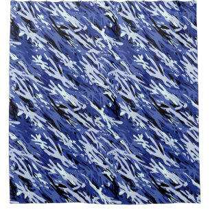 Blue Camouflage Shower Curtain