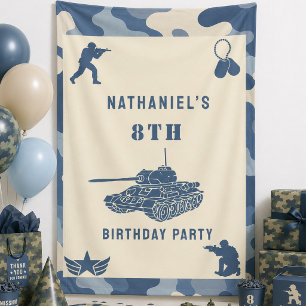 Blue Camouflage Soldier Army birthday Banner