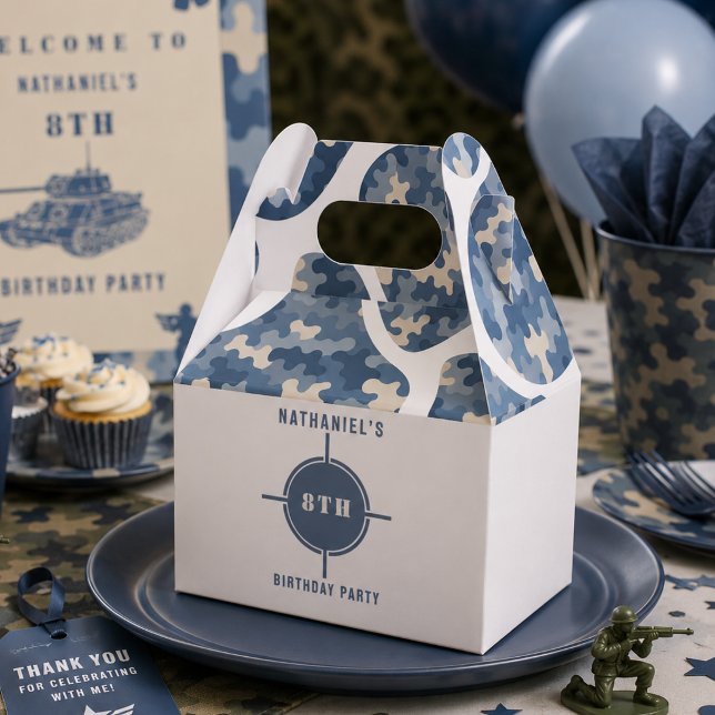 Blue Camouflage Soldier Army birthday  Favour Box (Creator Uploaded)