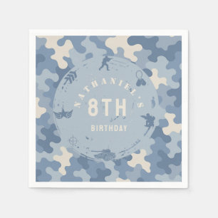 Blue Camouflage Soldier Army birthday Napkin