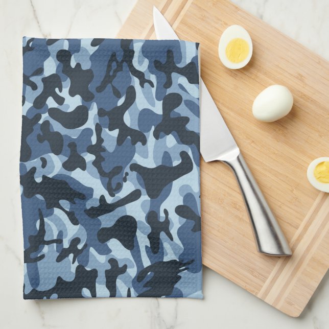 Blue Camouflage  Tea Towel (Quarter Fold)