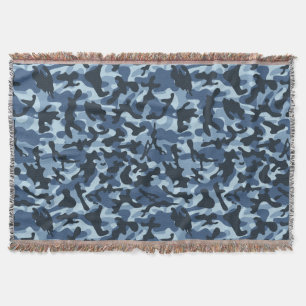 Blue Camouflage Throw Blanket
