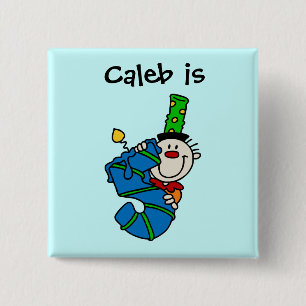 Blue Candle Clown 5th Birthday Button