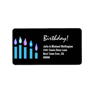 Blue Candles Birthday Custom Address Label