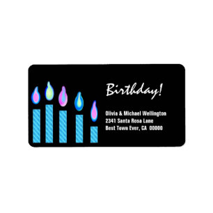 Blue Candles Birthday Label