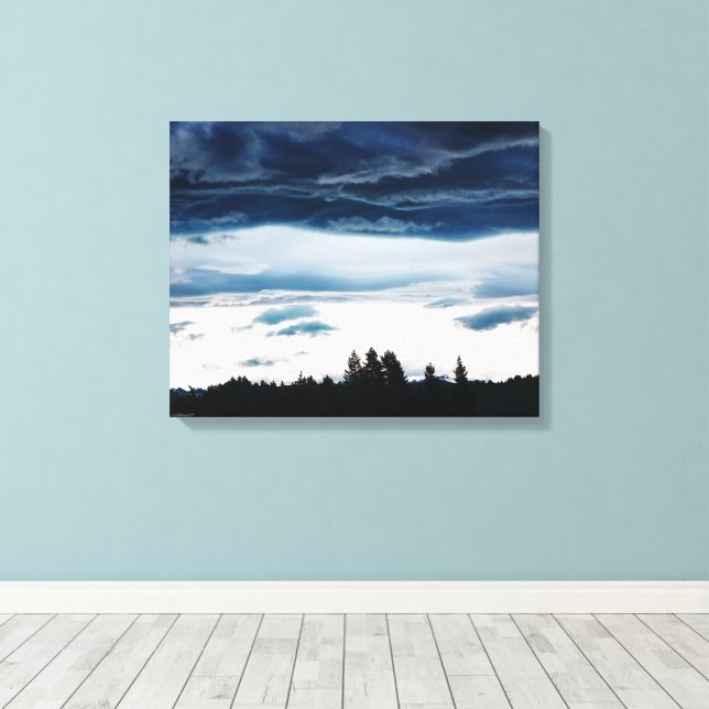 Blue Candy Floss Clouds : New Zealand Canvas Print (Insitu(Wood Floor))