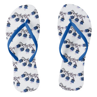 Blue Canterbury Bells Adult Flip Flops Slim Straps