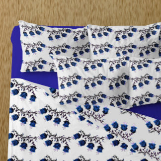 Blue Canterbury Bells on Vine Flowers Pillowcase