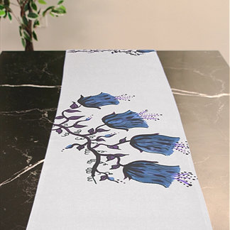 Blue Canterbury Bells on Vine Flowers Table Runner