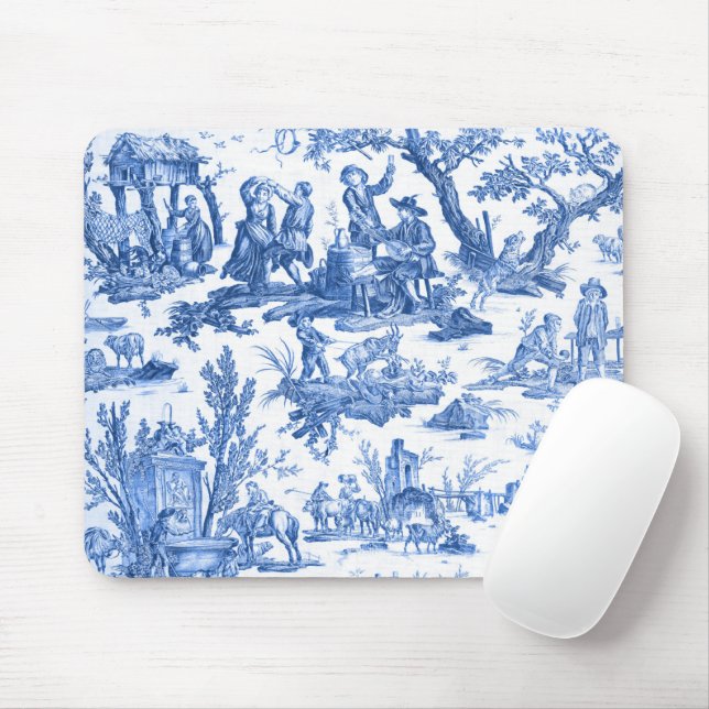 Blue Canvas by Jouy Mouse Pad (With Mouse)