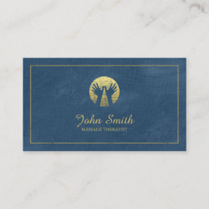 Blue Canvas Golden Frame, Hands Massage Therapy Appointment Card