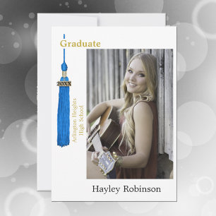 Blue Cap Graduation Photo  Announcement