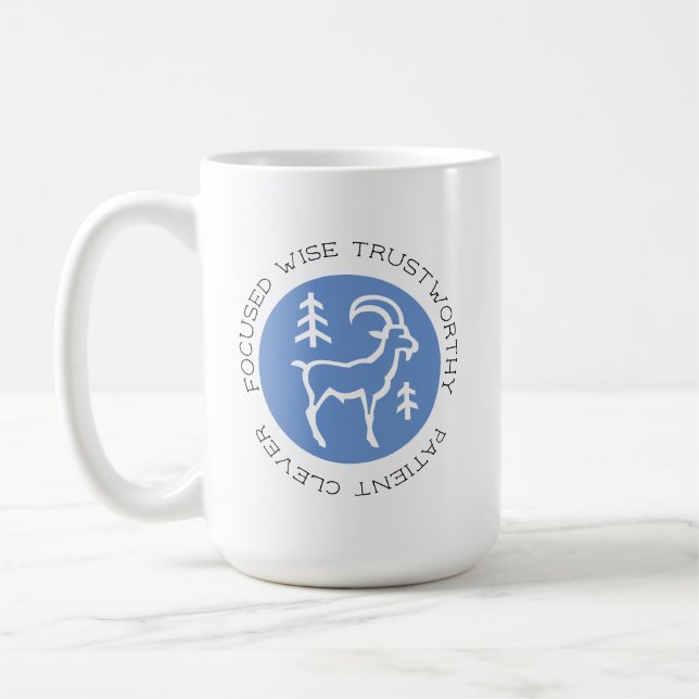 Blue Capricorn Zodiac Star Sign Personality Trait Coffee Mug (Left)