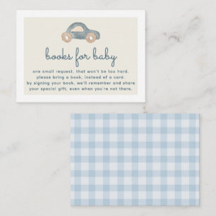 Blue Car Baby Shower Book Request Enclosure Card