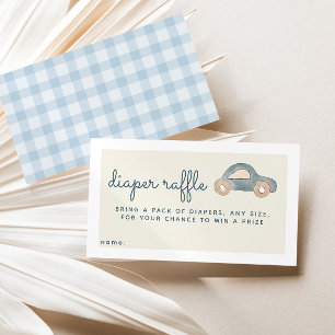 Blue Car Baby Shower Diaper Raffle Ticket Enclosure Card