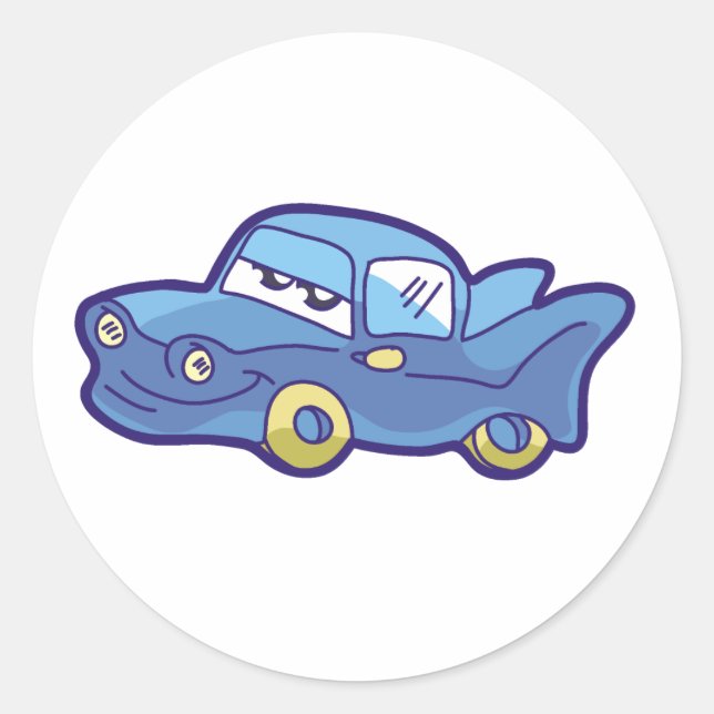 Blue Car Classic Round Sticker (Front)