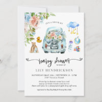 Blue Car | Drive-By Baby Shower Invitation